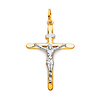 Medium Tapered Crucifix Pendant in 14K Two-Tone Gold - Classic thumb 0