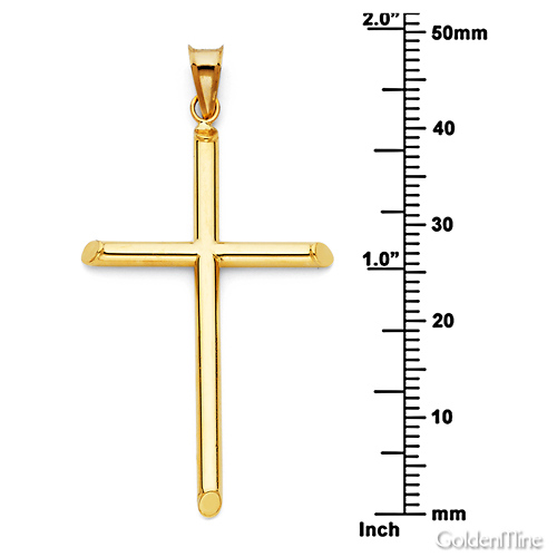 Large Rod Cross Pendant in 14K Yellow Gold - Classic Slide 1