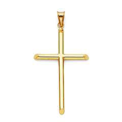 Large Rod Cross Pendant in 14K Yellow Gold - Classic