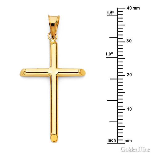 Medium Rod Cross Pendant in 14K Yellow Gold - Classic Slide 2