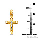 Petite Squared Textured Crucifix Pendant in 14K Two-Tone Gold thumb 2