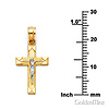 Petite Squared Textured Crucifix Pendant in 14K Two-Tone Gold thumb 2