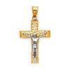 Small Weaving Heart Open Crucifix Pendant in 14K Two-Tone Gold thumb 0