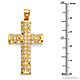 Large Shimmery Petal Cross Pendant in 14K Two-Tone Gold thumb 1