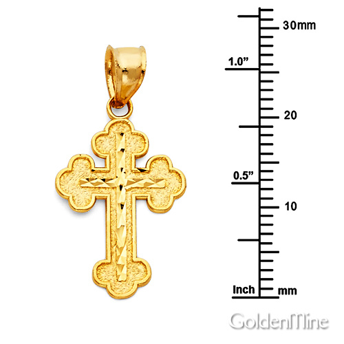 Small Greek Orthodox Cross Pendant - 14K Yellow Gold Slide 1