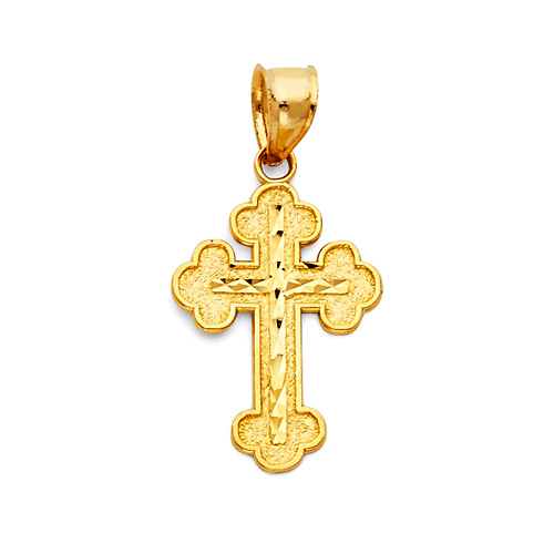 Small Greek Orthodox Cross Pendant - 14K Yellow Gold Slide 0