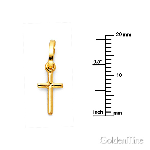 Mini Cross Charm Pendant in 14K Yellow Gold - Classic Slide 1