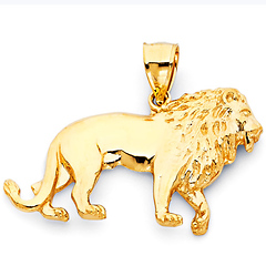 Polished Roaming Lion Pendant in 14K Yellow Gold