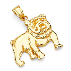 English Bulldog Pendant in 14K Yellow Gold