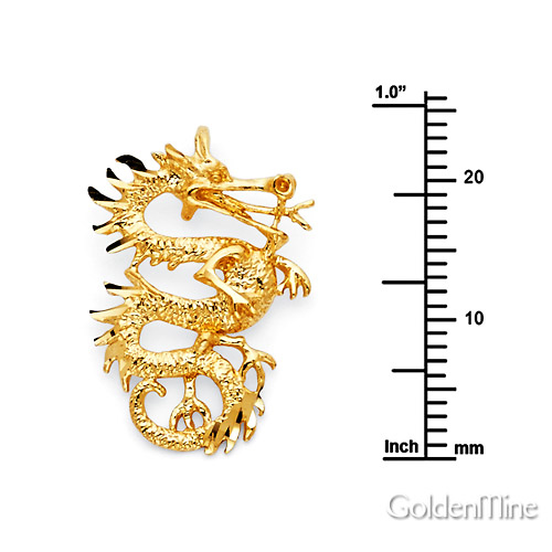 Chinese Dragon Pendant in 14K Yellow Gold - Small Slide 1