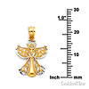 Petite Diamond-Cut Filigree Angel Pendant in 14K Two-Tone Gold thumb 2