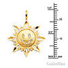 Textured Smiling Happy Face Sun Pendant in 14K Yellow Gold - Small thumb 2