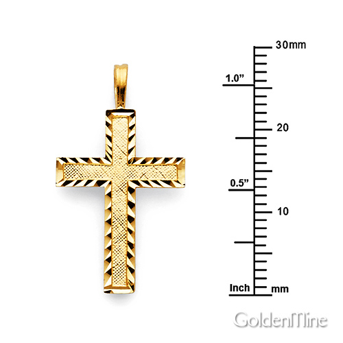 Small Diamond-Cut Textured Cross Pendant in 14K Yellow Gold Slide 2