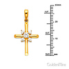 Small Starburst CZ Rod Cross Pendant in 14K Yellow Gold thumb 1