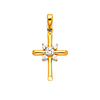 Small Starburst CZ Rod Cross Pendant in 14K Yellow Gold thumb 0