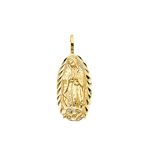 Mini Our Lady of Guadalupe Pendant in 14K Yellow Gold Solid Slide 0
