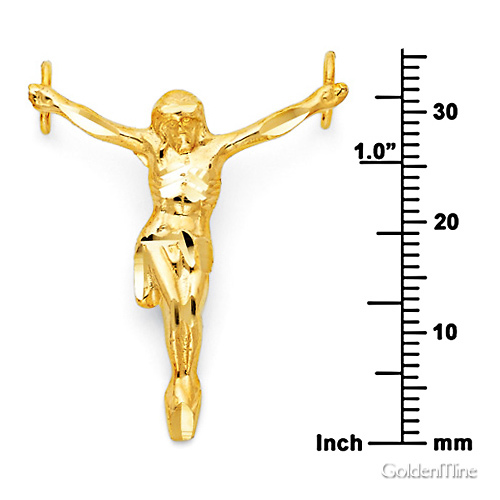 Small Floating Jesus Body Crucifix Pendant in 14K Yellow Gold Slide 1