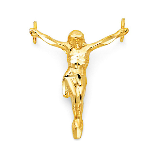 Small Floating Jesus Body Crucifix Pendant in 14K Yellow Gold Slide 0