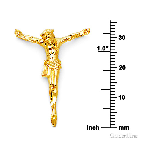 Medium Floating Jesus Body Crucifix Pendant in 14K Yellow Gold Slide 2