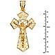 XXXL Foliage Tapered Crucifix Pendant in 14K Yellow Gold thumb 1