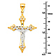Tapered Budded Crucifix Pendant with CZ Accents in 14K Two-Tone Gold XL thumb 1