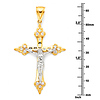 Tapered Budded Crucifix Pendant with CZ Accents in 14K Two-Tone Gold XL thumb 1