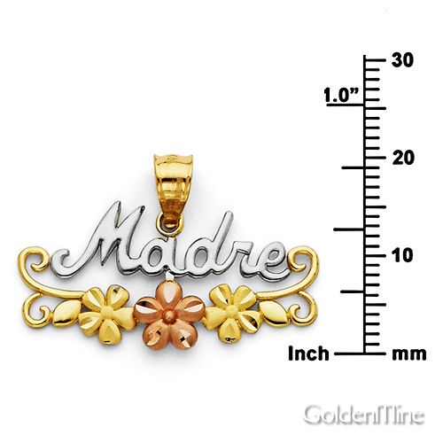 Madre Pendant with Flowers in 14K Tricolor Gold - Petite Slide 1