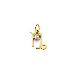 Astrology Sign CZ Zodiac Pendant in 14K Yellow Gold - Capricorn