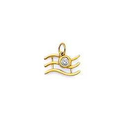 Astrology Sign CZ Zodiac Pendant in 14K Yellow Gold - Aquarius & More