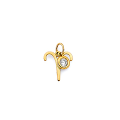 Astrology Sign CZ Zodiac Pendant in 14K Yellow Gold - Aries