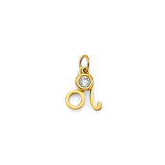Astrology Sign CZ Zodiac Pendant in 14K Yellow Gold - Leo