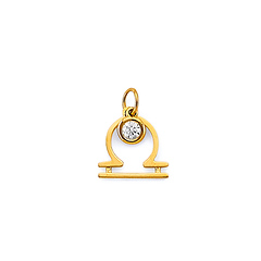 Astrology Sign CZ Zodiac Pendant in 14K Yellow Gold - Libra