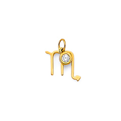 Astrology Sign CZ Zodiac Pendant in 14K Yellow Gold - Scorpio