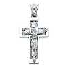 Medium Flat Baguette CZ Crucifix Pendant - Sterling Silver (Rhodium) thumb 0