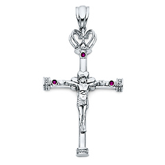Extra Large Irish Crown Glory CZ Crucifix Pendant - Sterling Silver