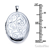 Flourish Engraved Oval Locket Pendant in Sterling Silver (Rhodium) - Small thumb 1