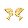 14K Yellow Gold Egyptian Nefertiti Stud Earrings thumb 0