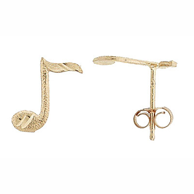 14K Yellow Gold Mini Music Note Earrings Slide 0