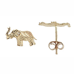 Mini Elephant Stud Earrings - 14K Yellow Gold