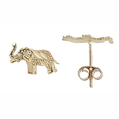 Mini Elephant Stud Earrings - 14K Yellow Gold Slide 0