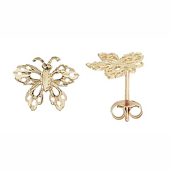 Mini Butterfly Stud Earrings in 14K Yellow Gold