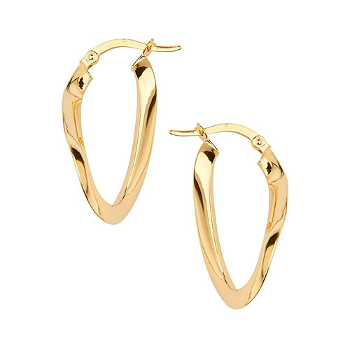Oval Twist Small Hoop Earrings - 14K Yellow Gold Slide 1