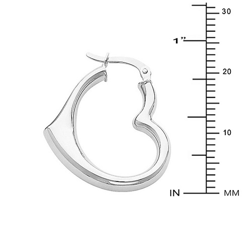 Heart-Shape Medium Hoop Earrings - 14K White Gold Slide 1