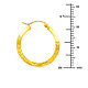 Diamond-Cut Flat Satin Small Hoop Earrings - 14K Yellow Gold 0.8 inch thumb 1