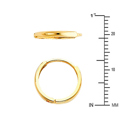DUPLICATE Domed 14K Yellow Gold Huggie Earrings 2mm x 11mm Slide 1
