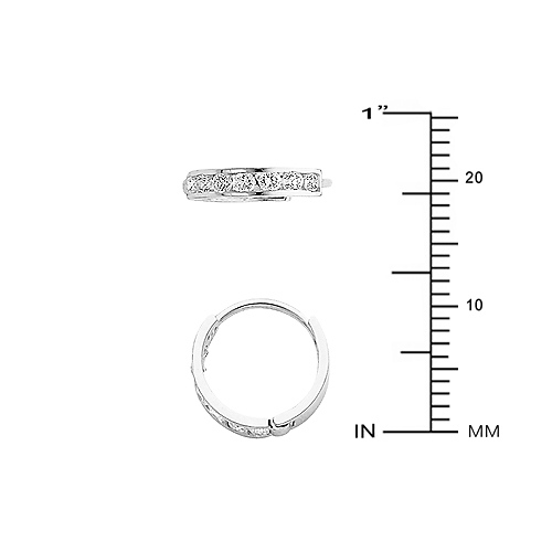 Medium 7 Stone 14K White Gold CZ Huggie Earrings 2mm x 12mm Slide 1