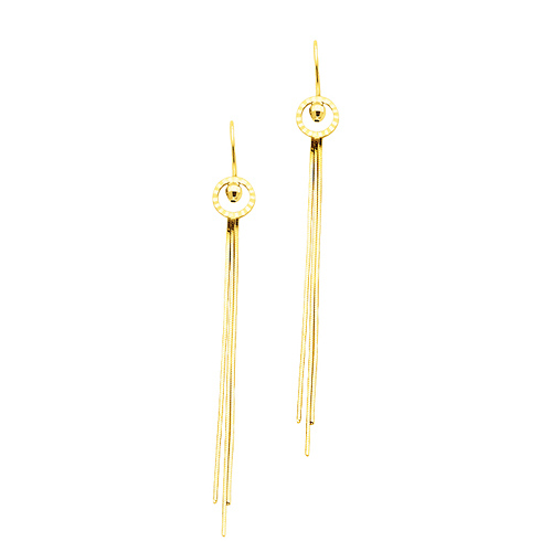 Faceted Open Cut Chandelier 14K Yellow Gold Tassel Earrings 65mm Slide 0