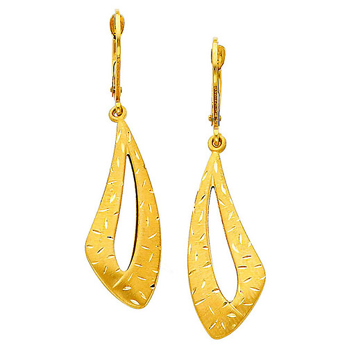 14K Yellow Gold Fancy Dangle Hanging Earrings Slide 0