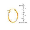 Crisscross Diamond-Cut Small Oval Hoop Earrings - 14K Tricolor Gold thumb 1