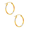Crisscross Diamond-Cut Small Oval Hoop Earrings - 14K Tricolor Gold thumb 0